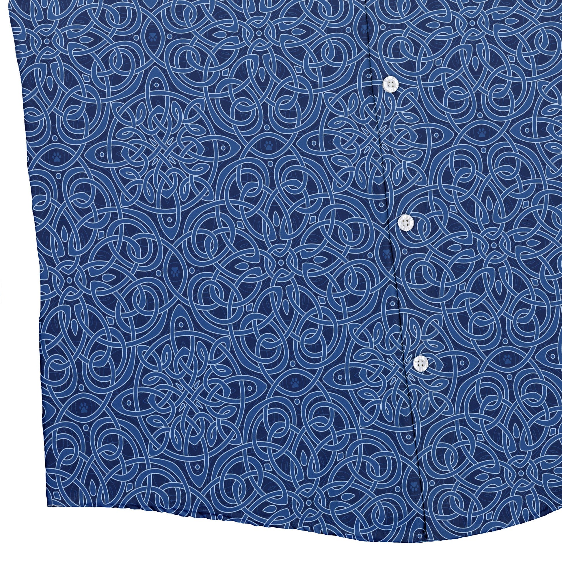 Endless Celtic Knot Blue Button Up Shirt Bottom Corner