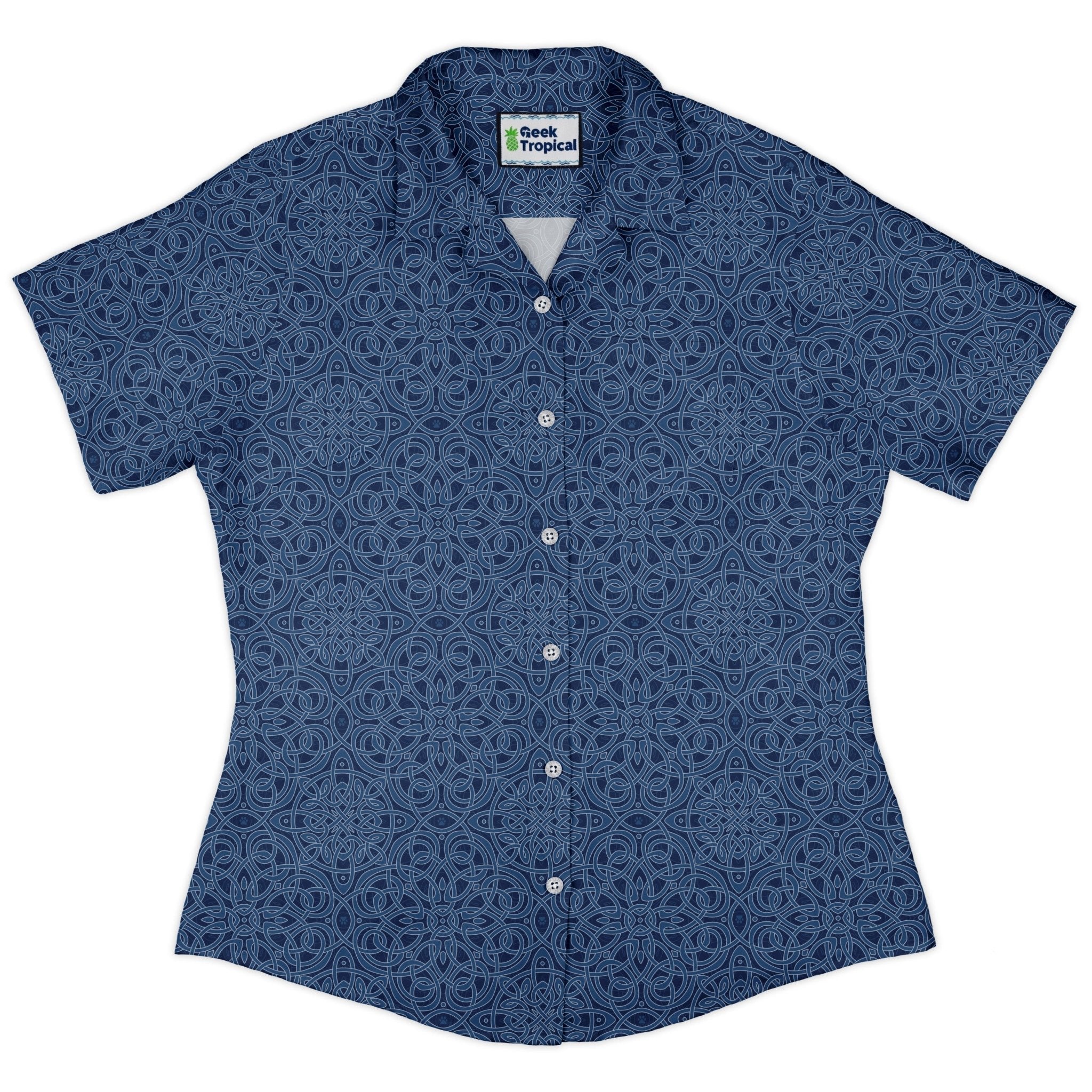 Endless Celtic Knot Blue Curvy Button Up Shirt 2