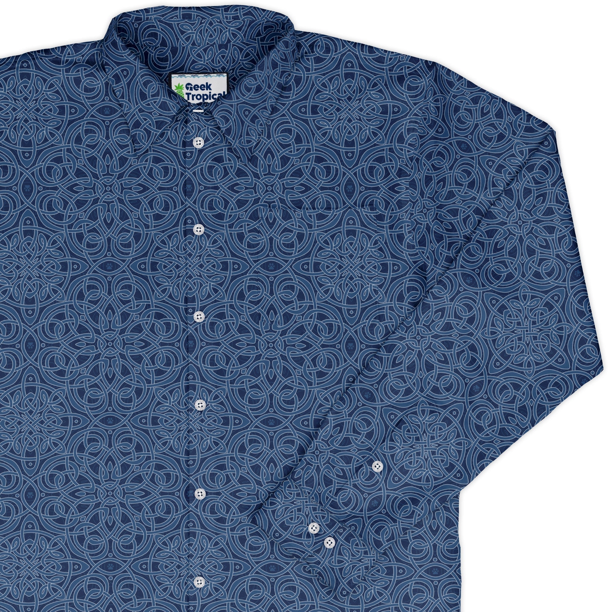 Endless Celtic Knot Blue Long Sleeve Button Up Shirt cover