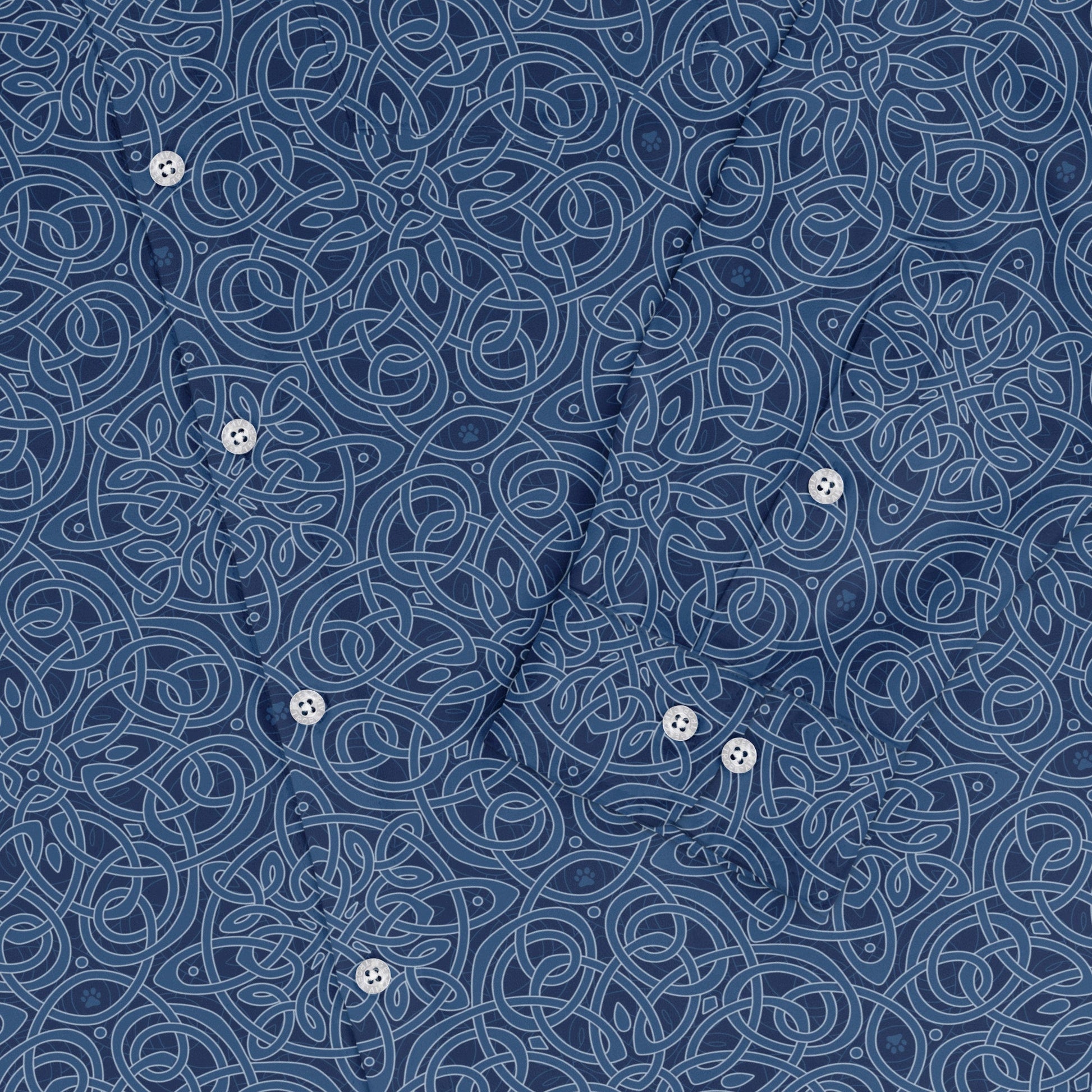 Endless Celtic Knot Blue Long Sleeve Button Up Shirt sleeve close