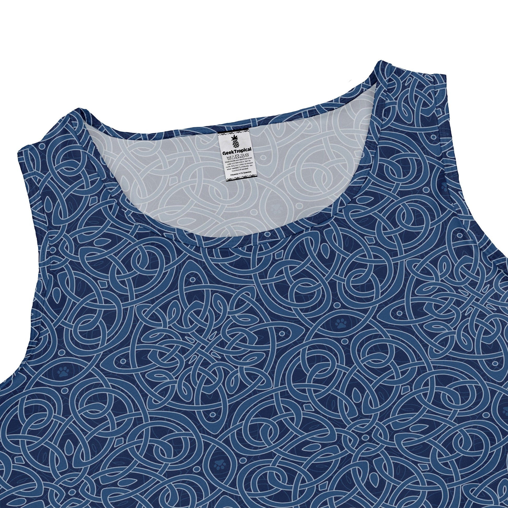 Endless Celtic Knot Blue Sleeveless Dress close front