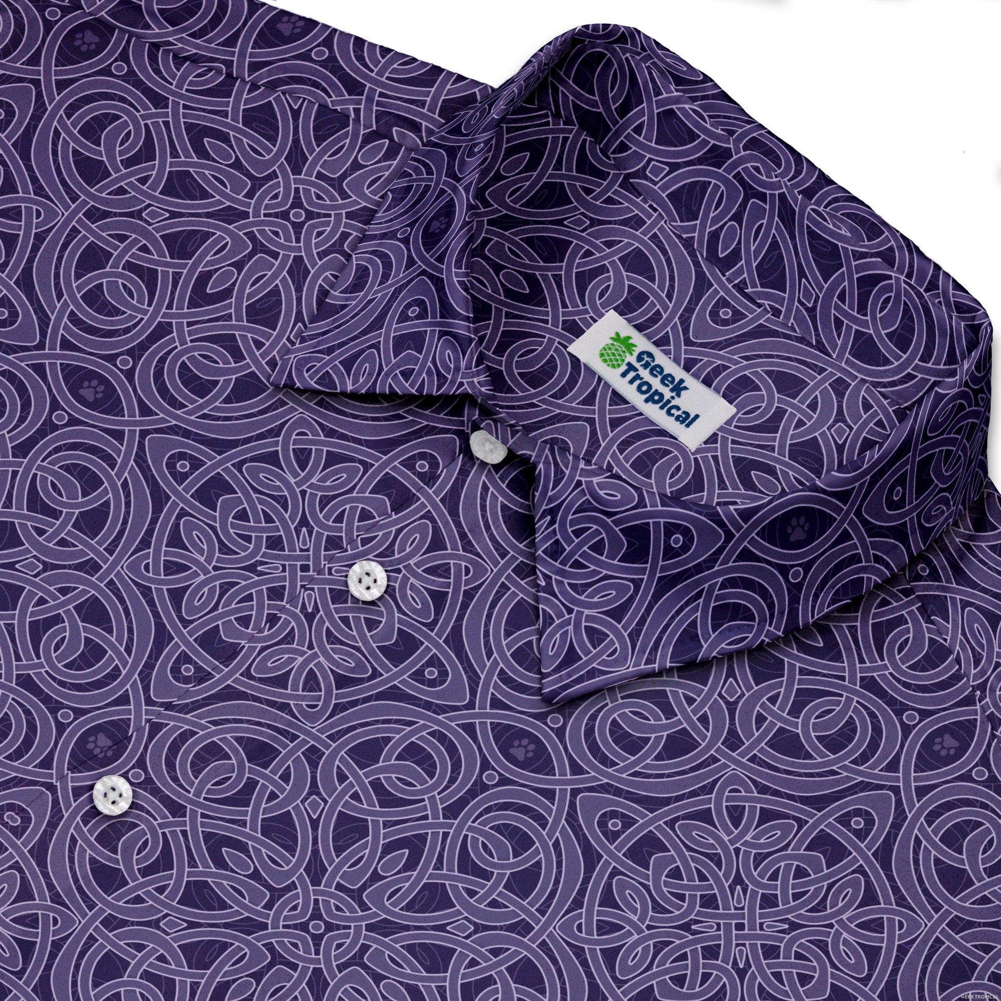 Endless Celtic Knot Lilac Button Up Shirt Neck