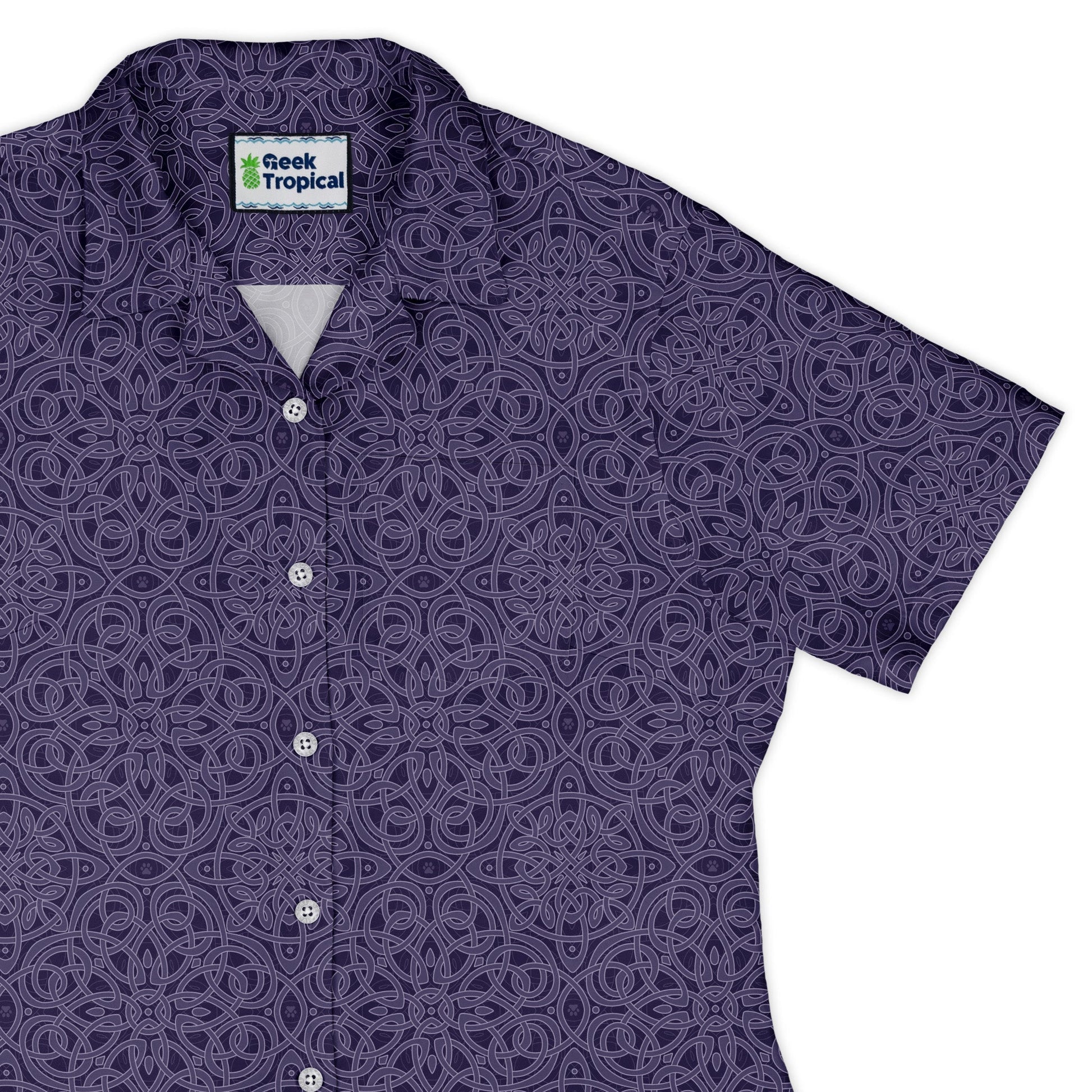 Endless Celtic Knot Lilac Curvy Button Up Shirt womens top right