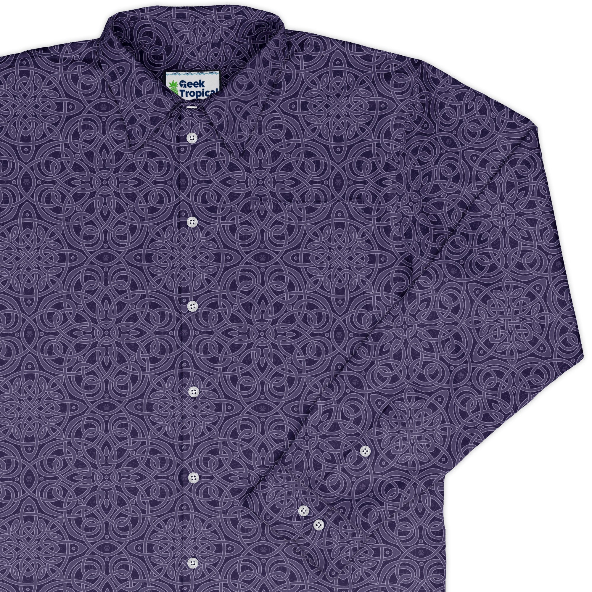 Endless Celtic Knot Lilac Long Sleeve Button Up Shirt cover