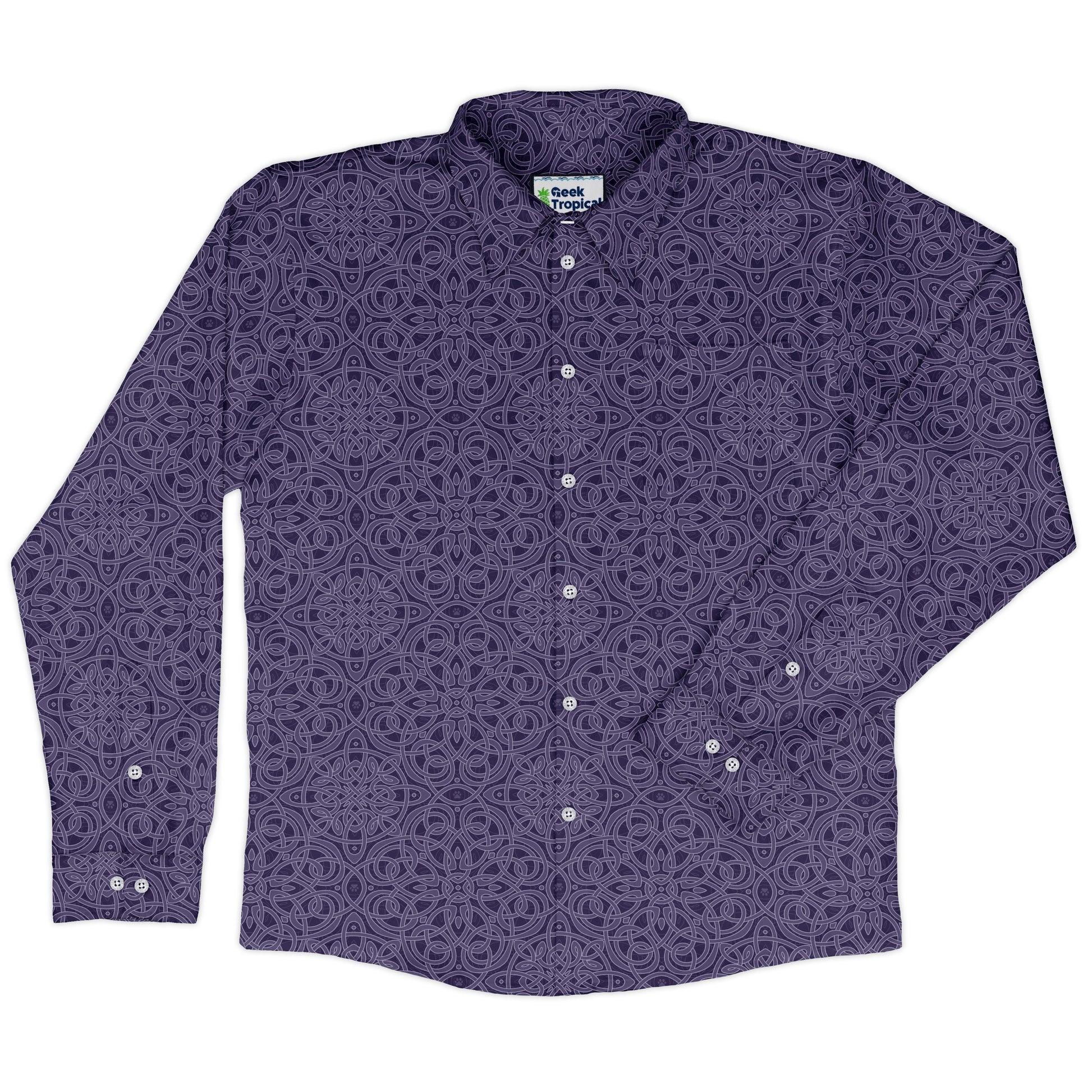 Endless Celtic Knot Lilac Long Sleeve Button Up Shirt front