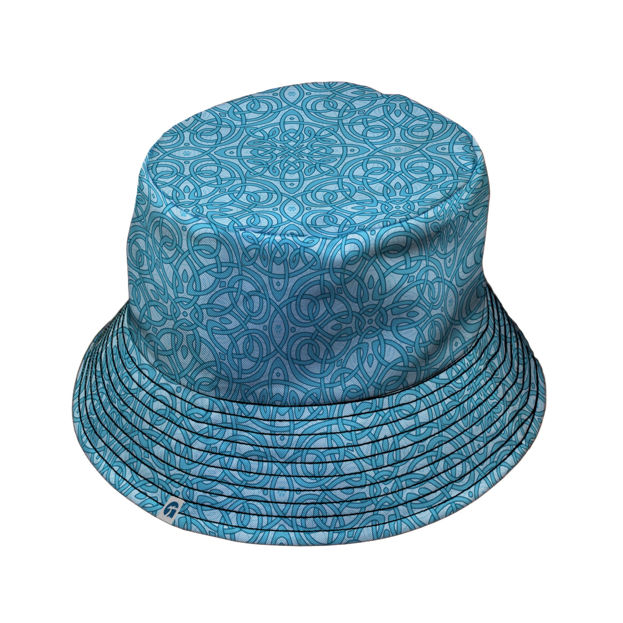 Endless Celtic Knot Teal Bucket Hat Black Stitching