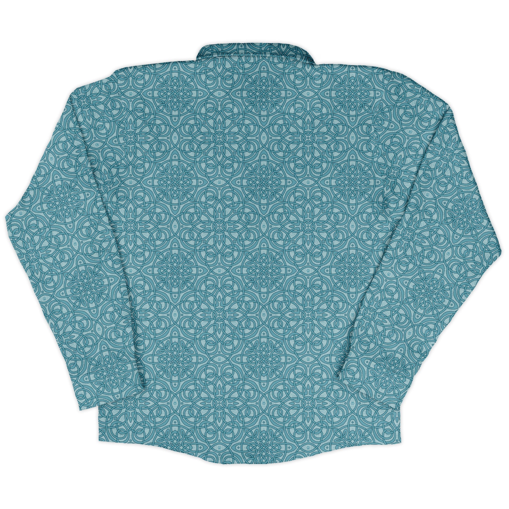 Endless Celtic Knot Teal Long Sleeve Button Up Shirt back