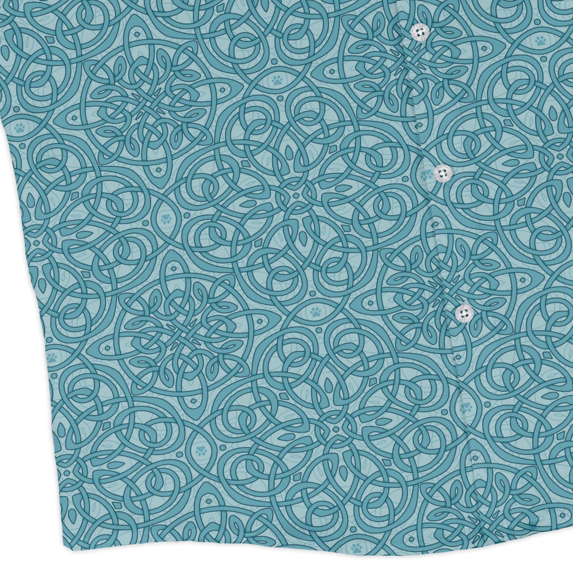 Endless Celtic Knot Teal Long Sleeve Button Up Shirt corner
