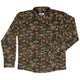 Episodic Autumn Mushroom Collage Long Sleeve Button Up Shirt Geek Nerd adult sizing Botany Print Design by Episodic
