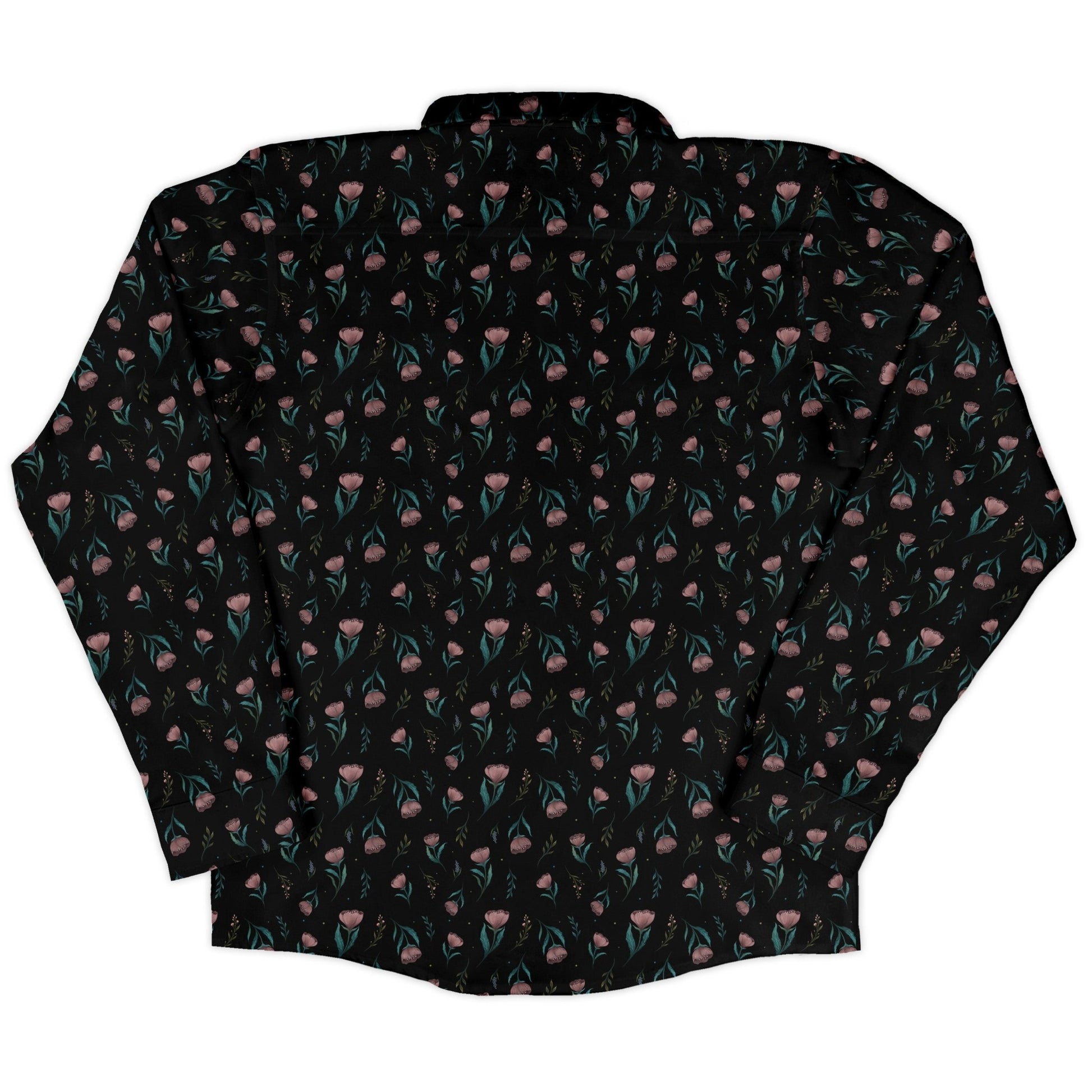 Episodic Blooms Long Sleeve Button Up Shirt Geek Nerd adult sizing Botany Print Design by Episodic