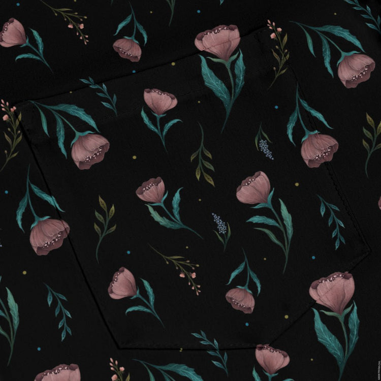 Episodic Blooms Long Sleeve Button Up Shirt Geek Nerd adult sizing Botany Print Design by Episodic