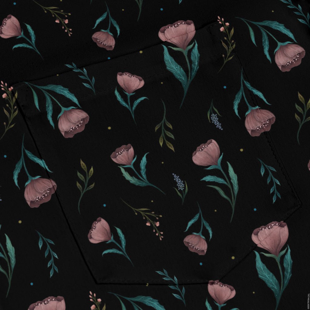 Episodic Blooms Long Sleeve Button Up Shirt Geek Nerd adult sizing Botany Print Design by Episodic