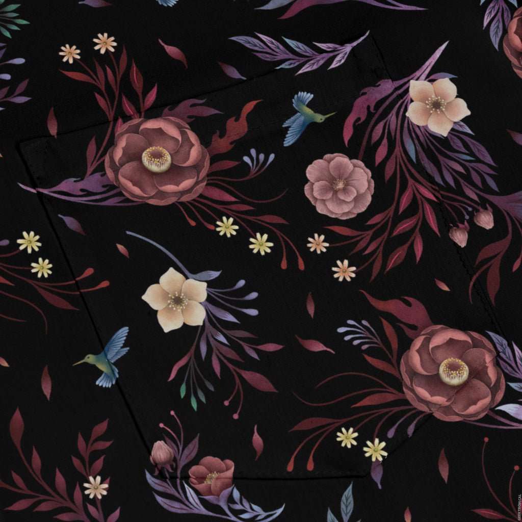 Episodic Camellia Bloom Long Sleeve Button Up Shirt Geek Nerd adult sizing Botany Print Design by Episodic