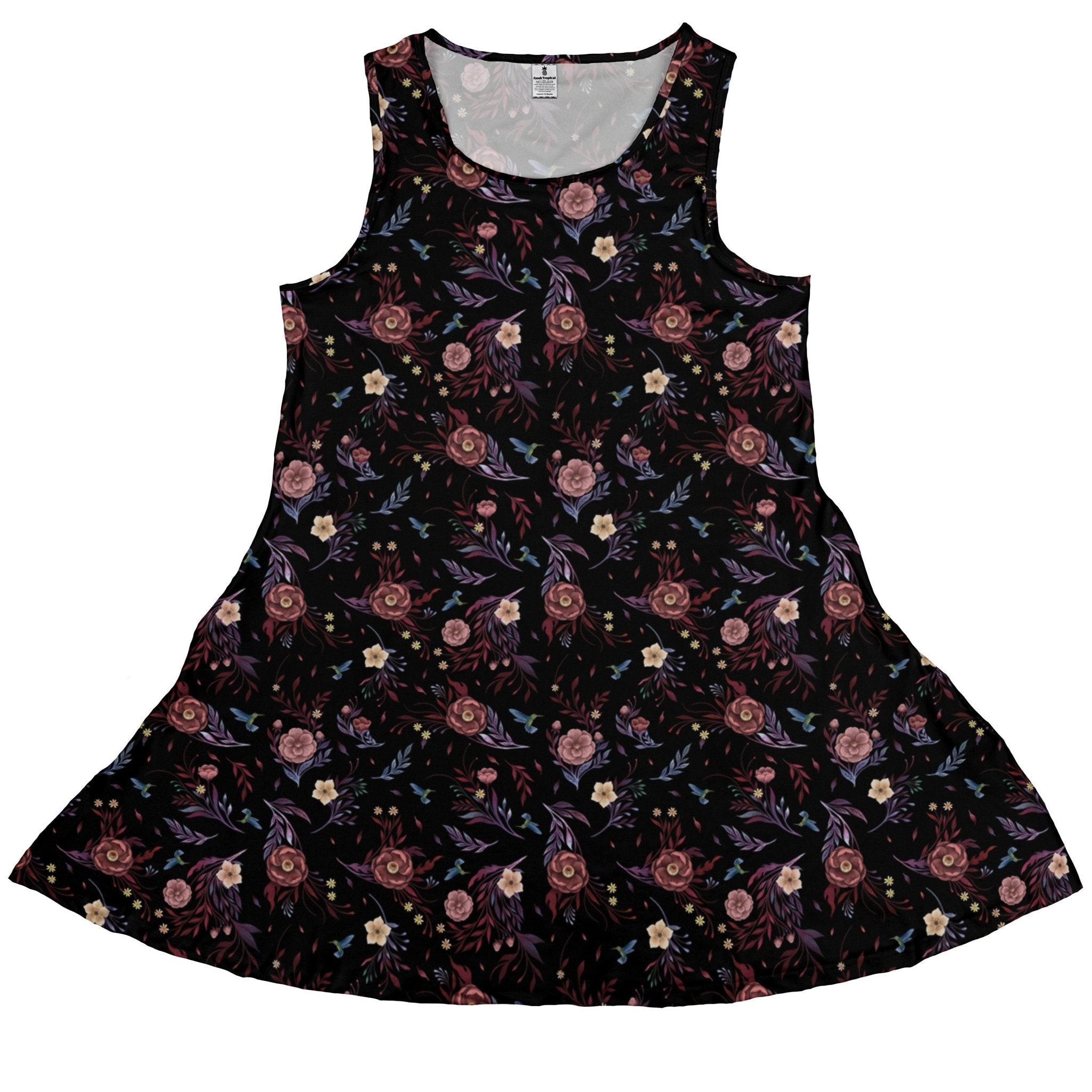 Clearance Ready - to - Ship Episodic Camellia Bloom Dress Geek Nerd Botany Print Clearance Design by Episodic