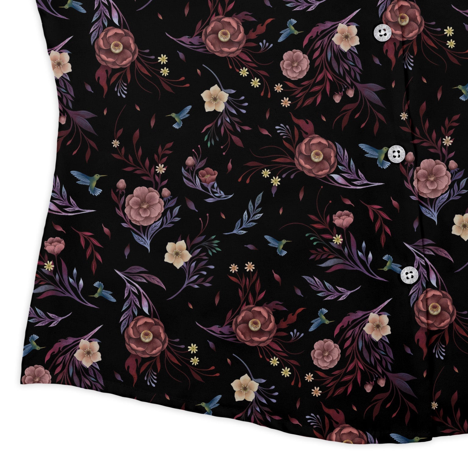 Episodic Camellia Bloom Curvy Button Up Shirt Geek Nerd Botany Print Design by Episodic women