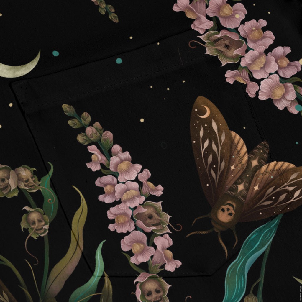 Episodic Death Moth Flow Long Sleeve Button Up Shirt Geek Nerd adult sizing Botany Print Design by Episodic