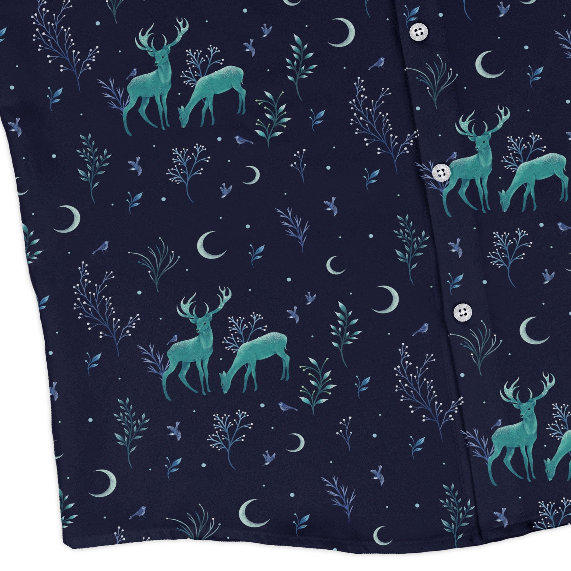 Episodic Deers in the moonlight Long Sleeve Button Up Shirt Geek Nerd adult sizing Design by Episodic FLOW DESC WRITING