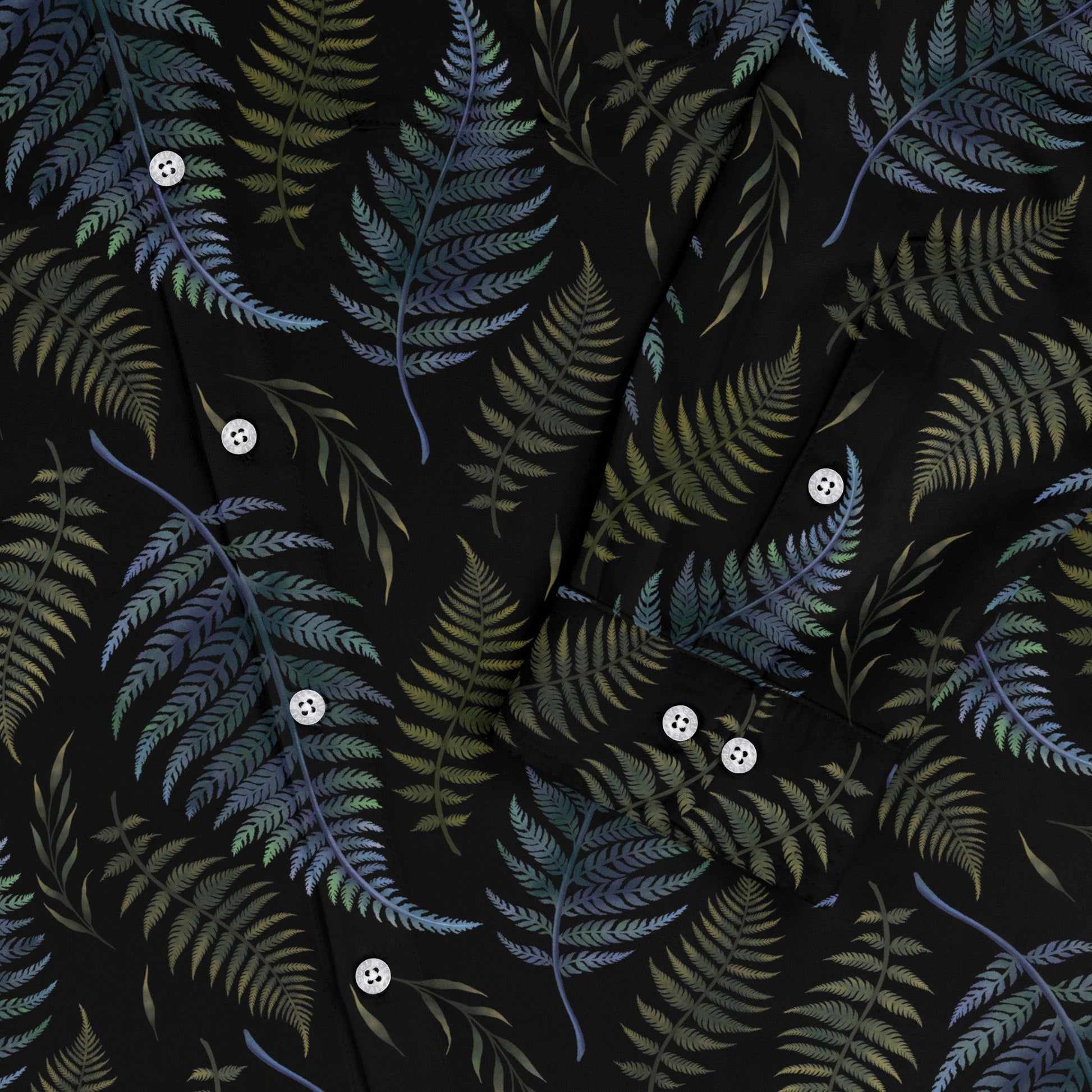 Episodic Ferns Long Sleeve Button Up Shirt Geek Nerd adult sizing Botany Print Design by Episodic