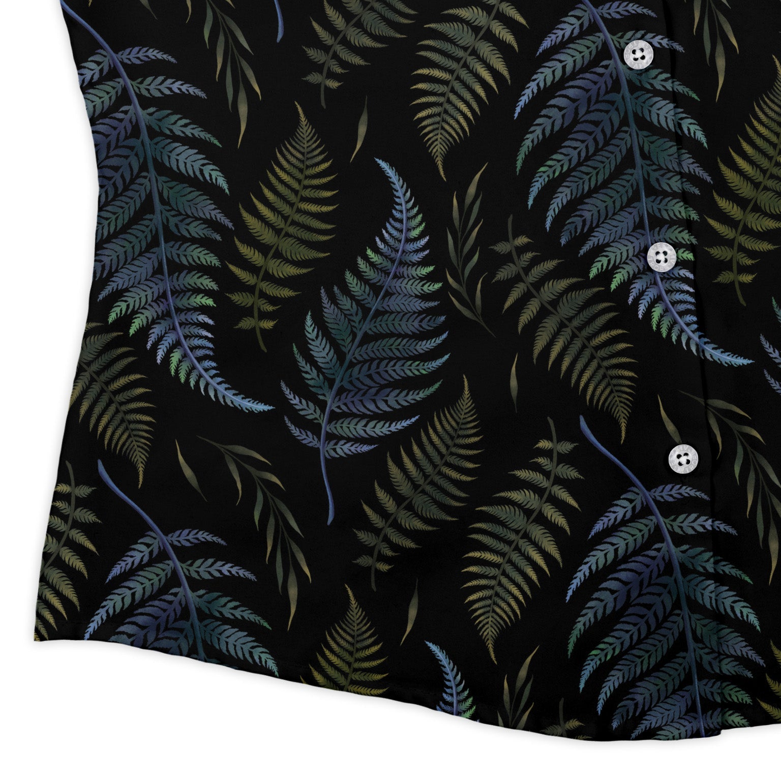 Episodic Ferns Curvy Button Up Shirt Geek Nerd Botany Print Design by Episodic women