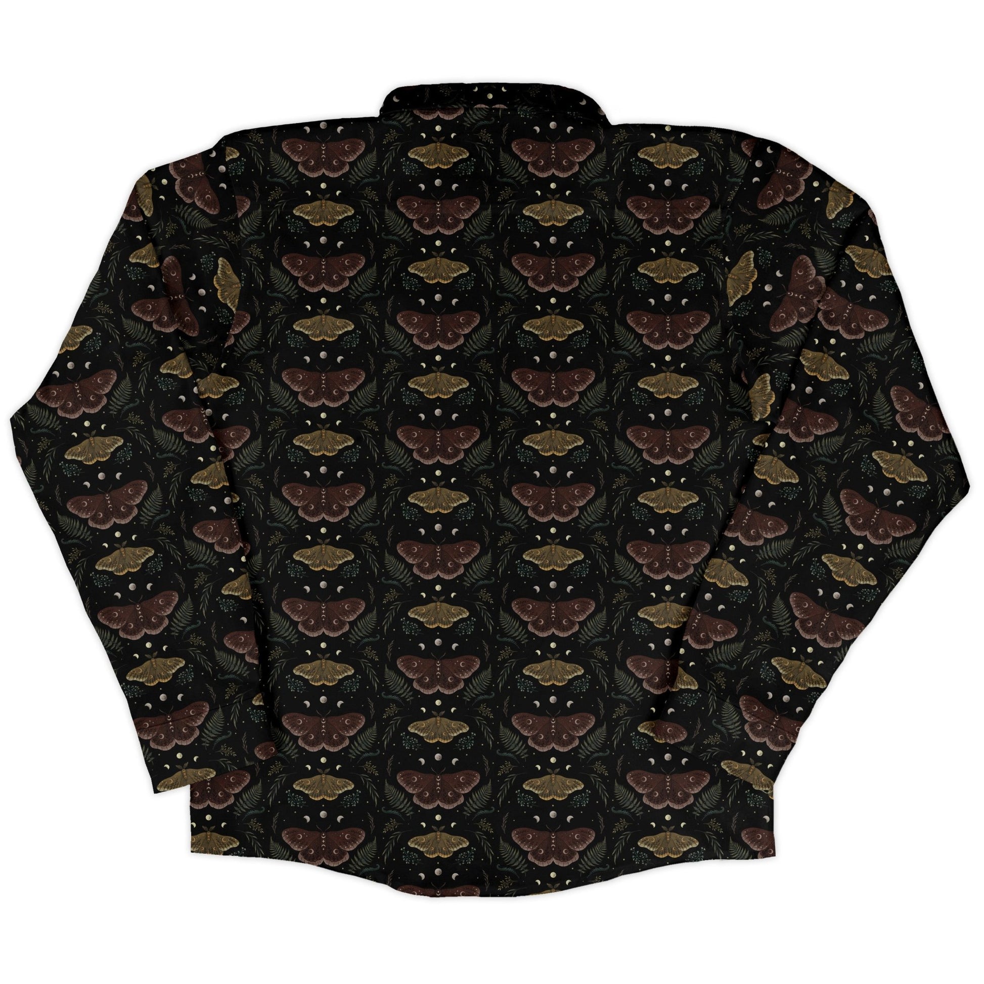Episodic Moth Fall Long Sleeve Button Up Shirt Geek Nerd adult sizing Botany Print Design by Episodic