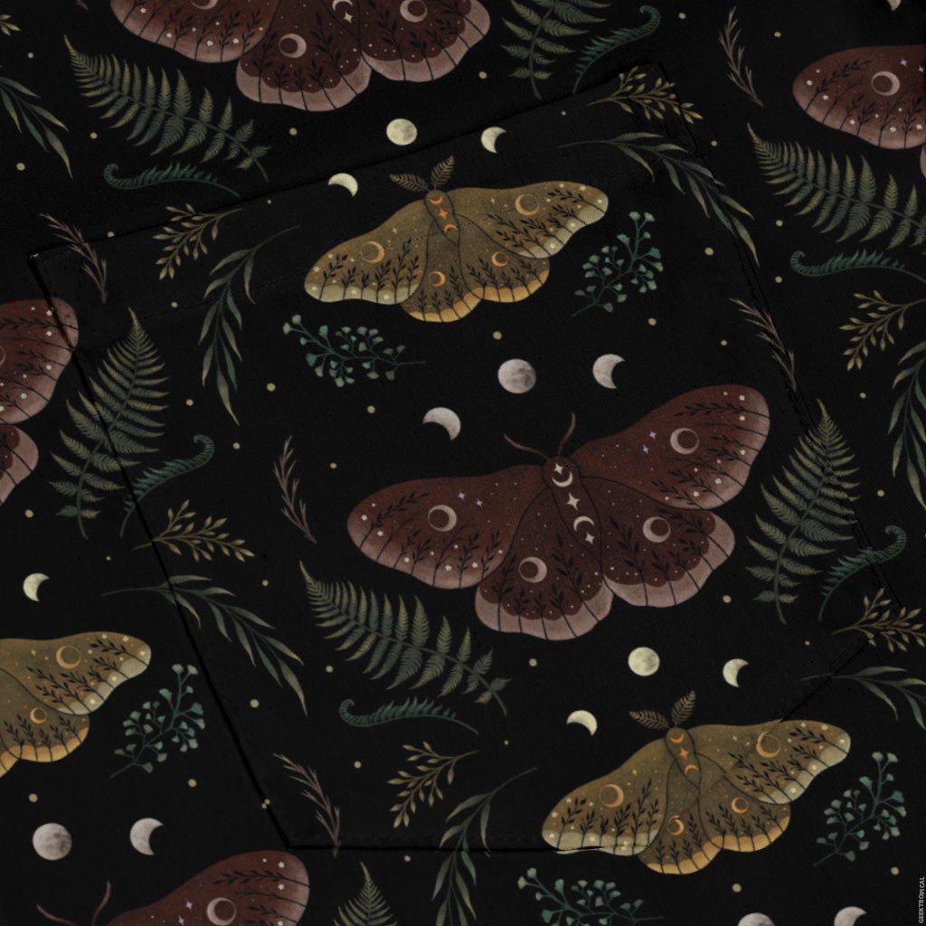 Episodic Moth Fall Long Sleeve Button Up Shirt Geek Nerd adult sizing Botany Print Design by Episodic