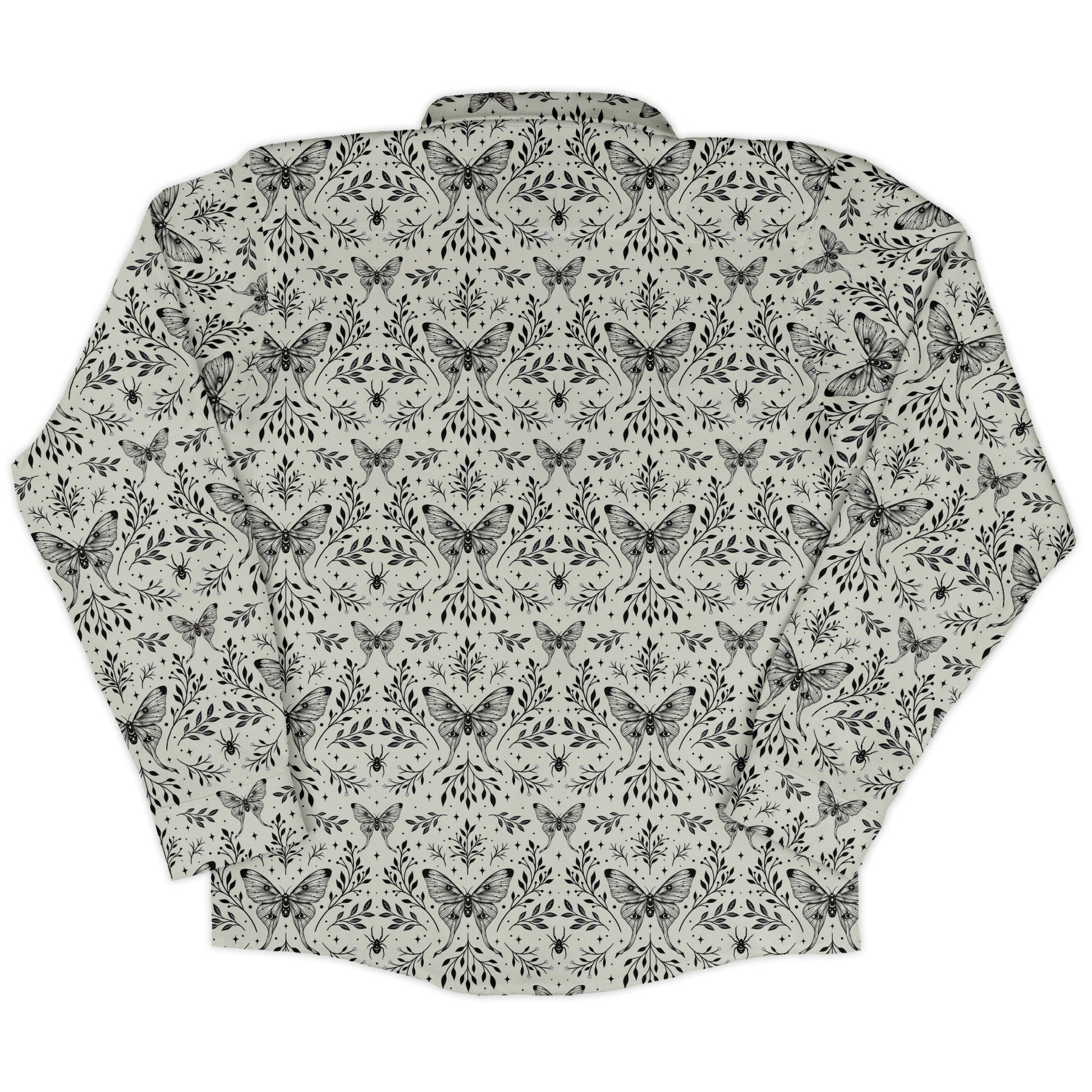 Episodic Mystical Butterfly Long Sleeve Button Up Shirt Geek Nerd adult sizing Botany Print Design by Episodic