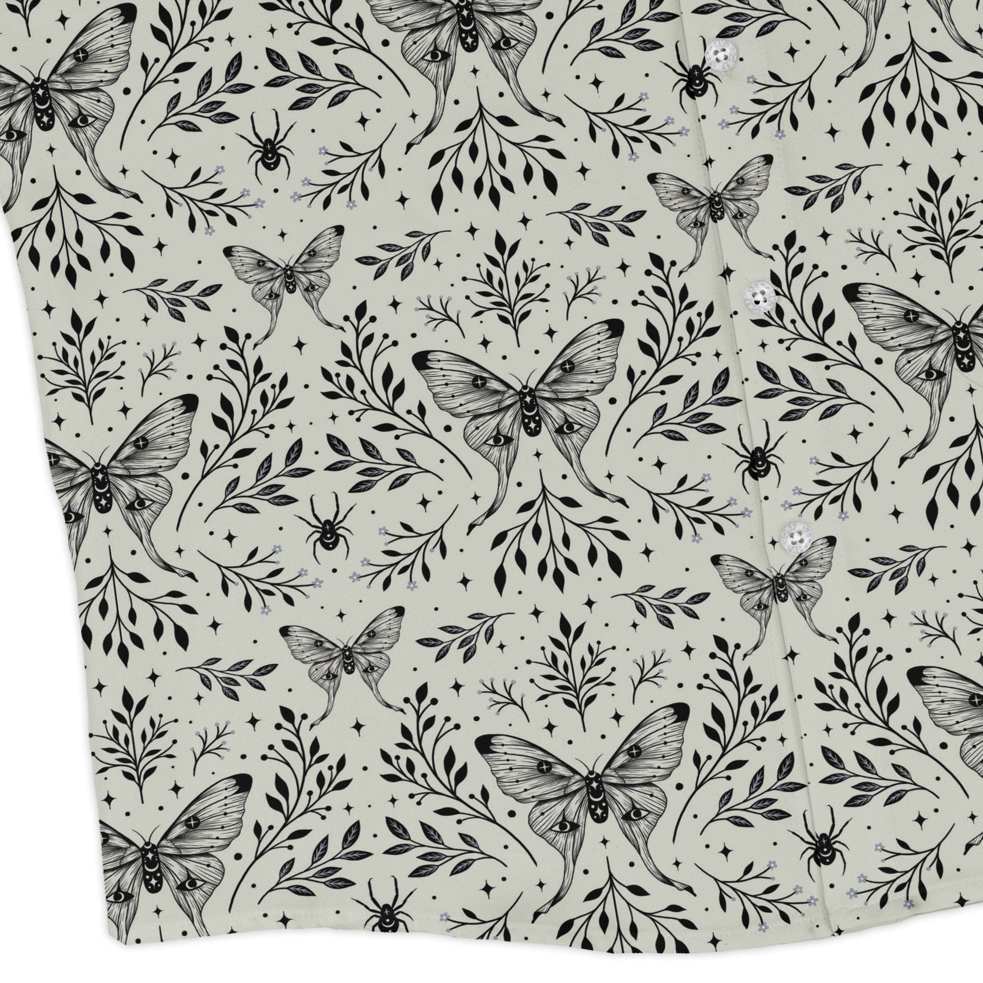 Episodic Mystical Butterfly Long Sleeve Button Up Shirt Geek Nerd adult sizing Botany Print Design by Episodic