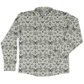 Episodic Mystical Butterfly Long Sleeve Button Up Shirt Geek Nerd adult sizing Botany Print Design by Episodic