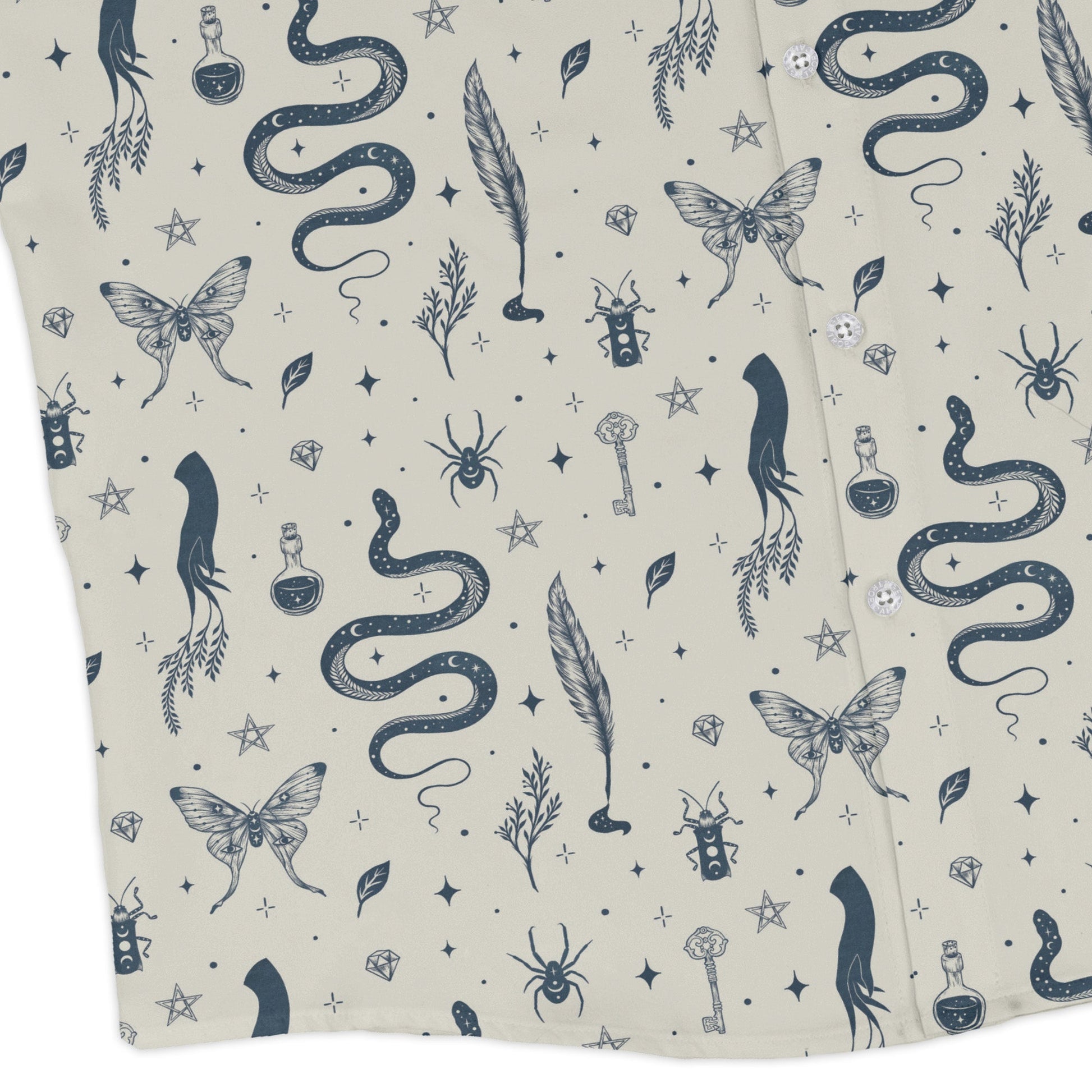 Episodic Mystical Collection Long Sleeve Button Up Shirt Geek Nerd adult sizing Botany Print Design by Episodic