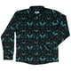 Episodic Mystical butterfly blue Long Sleeve Button Up Shirt Geek Nerd adult sizing Botany Print Design by Episodic