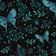 Episodic Mystical butterfly blue Long Sleeve Button Up Shirt Geek Nerd adult sizing Botany Print Design by Episodic
