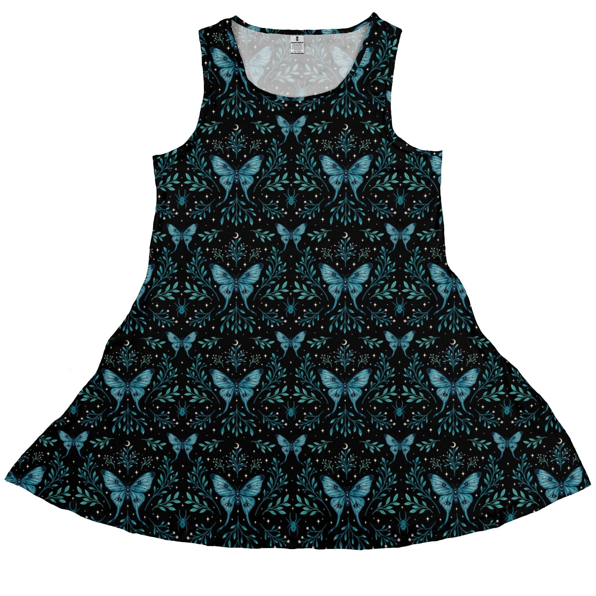 Clearance Ready - to - Ship Episodic Mystical Butterfly Blue Dress Geek Nerd Botany Print Clearance Design by Episodic