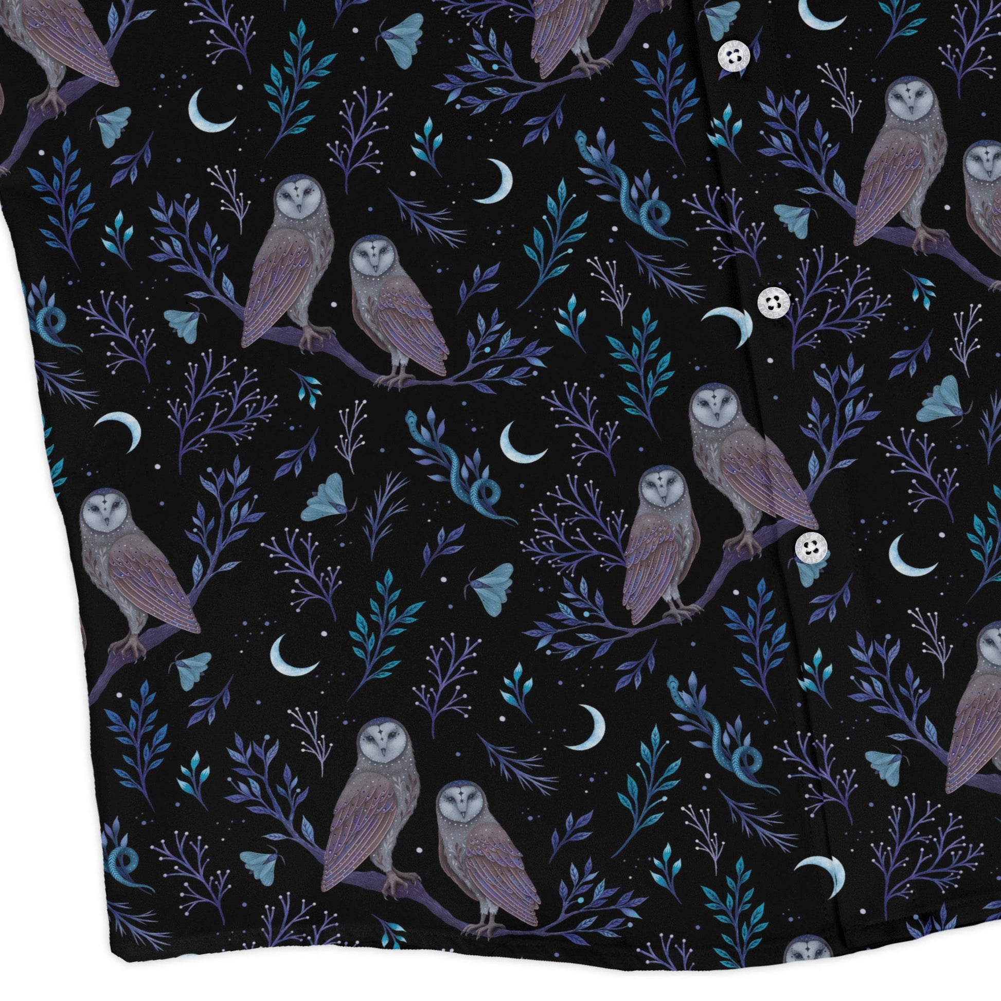 Episodic Owl Floral Long Sleeve Button Up Shirt Geek Nerd adult sizing All Adult Button Up Shirts Design by Episodic