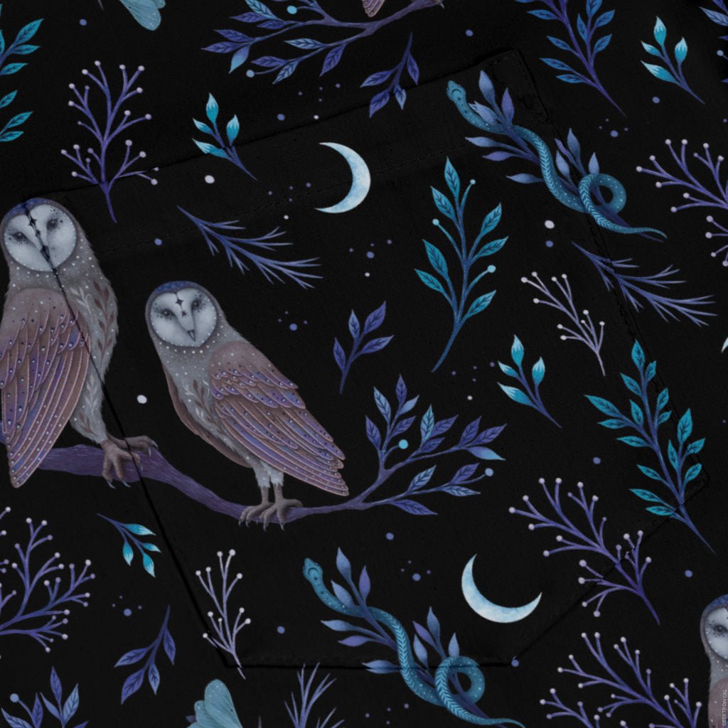 Episodic Owl Floral Long Sleeve Button Up Shirt Geek Nerd adult sizing All Adult Button Up Shirts Design by Episodic