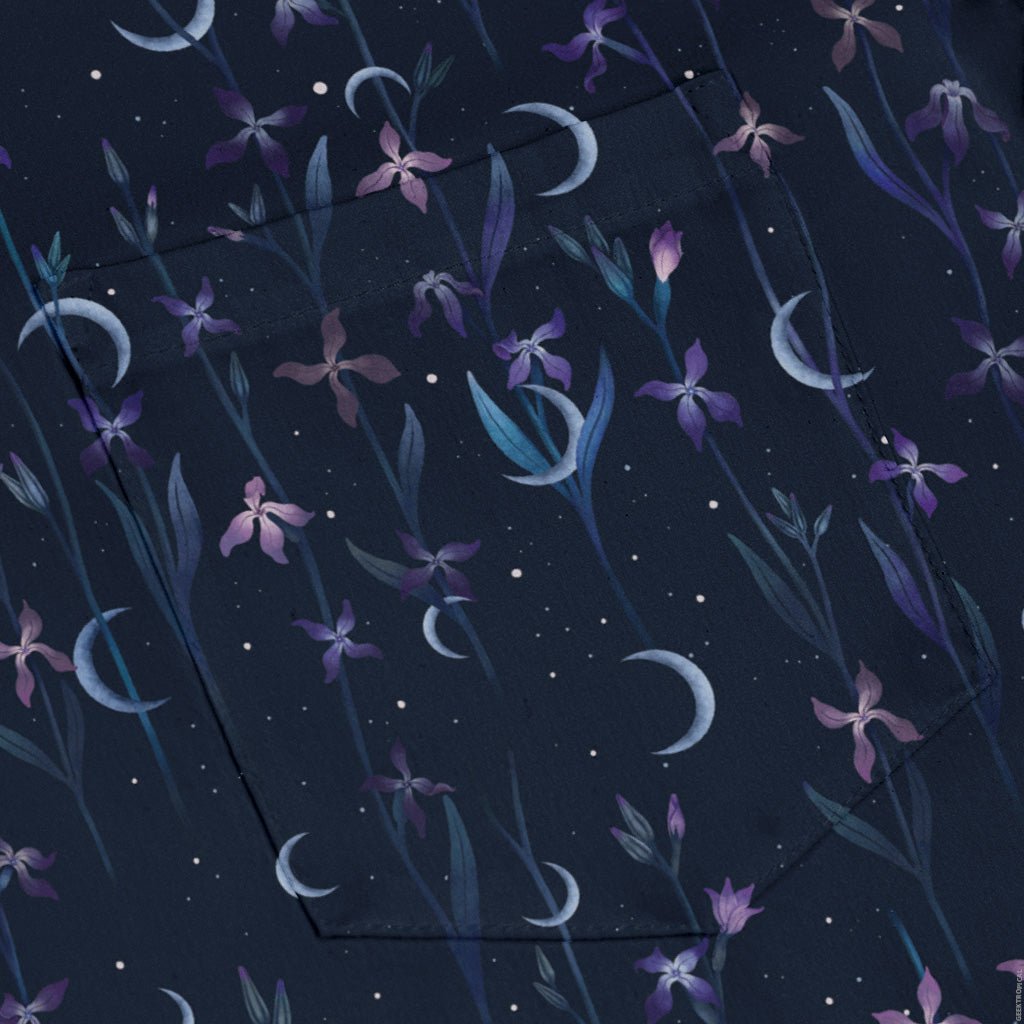 Episodic Scented Moonlight Long Sleeve Button Up Shirt Geek Nerd adult sizing Botany Print Design by Episodic