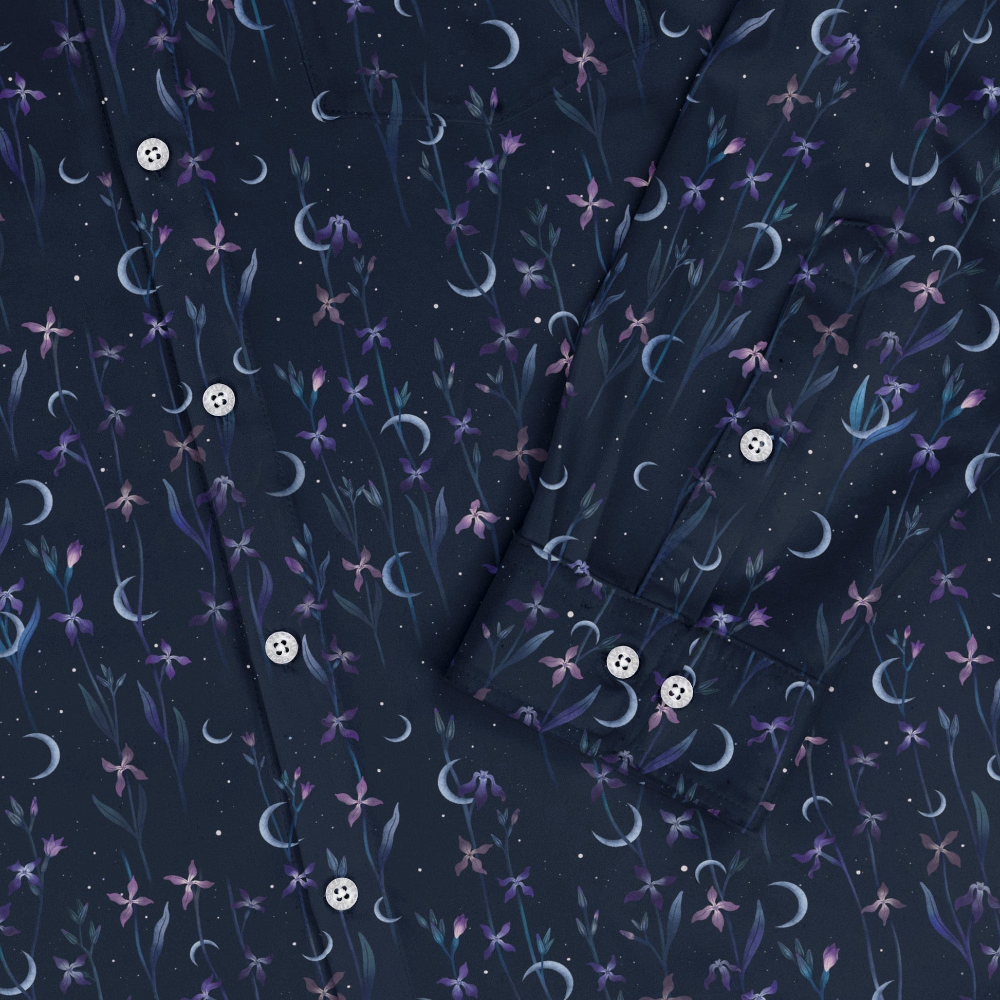 Episodic Scented Moonlight Long Sleeve Button Up Shirt Geek Nerd adult sizing Botany Print Design by Episodic