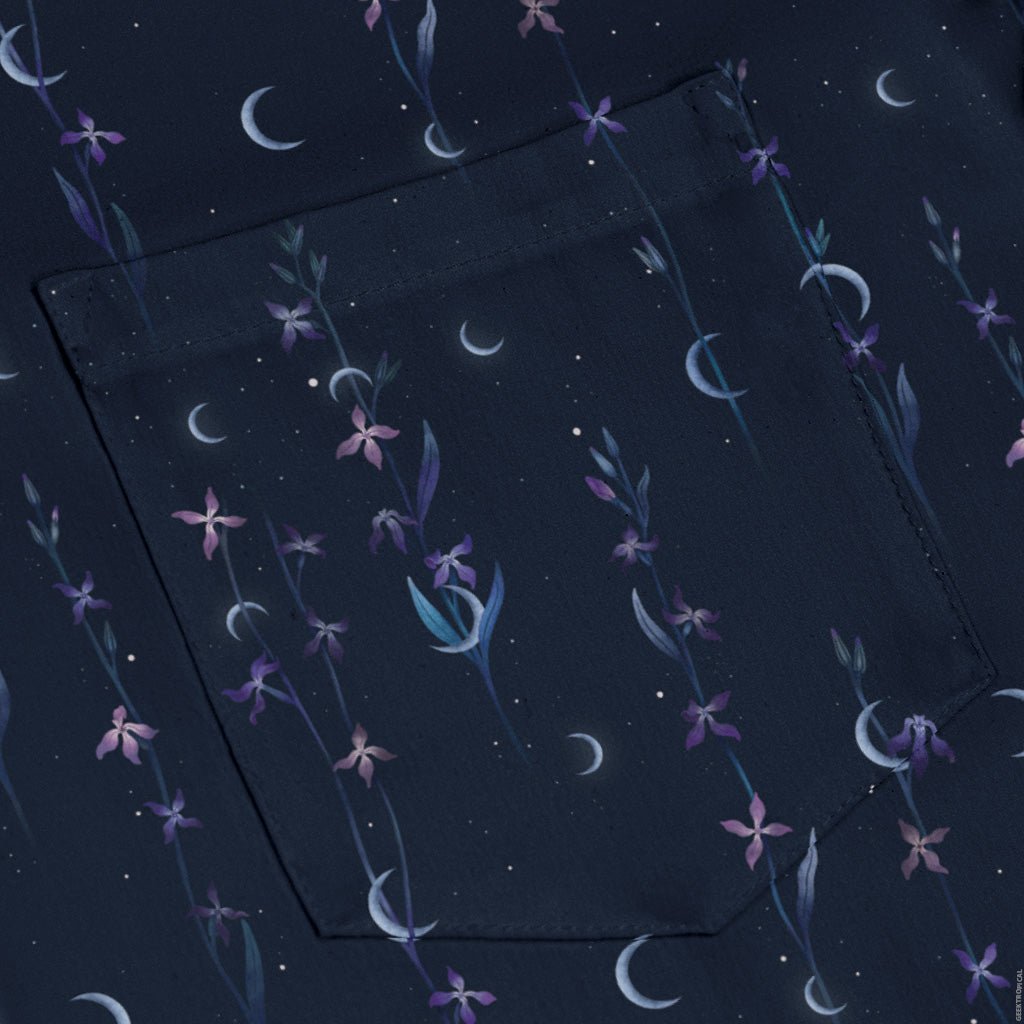 Episodic Scented Night Long Sleeve Button Up Shirt Geek Nerd adult sizing Botany Print Design by Episodic