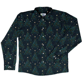 Episodic Serpent Christmas Long Sleeve Button Up Shirt Geek Nerd adult sizing Botany Print Christmas Print