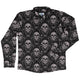Episodic Skull Black White Long Sleeve Button Up Shirt Geek Nerd adult sizing Botany Print Design by Episodic