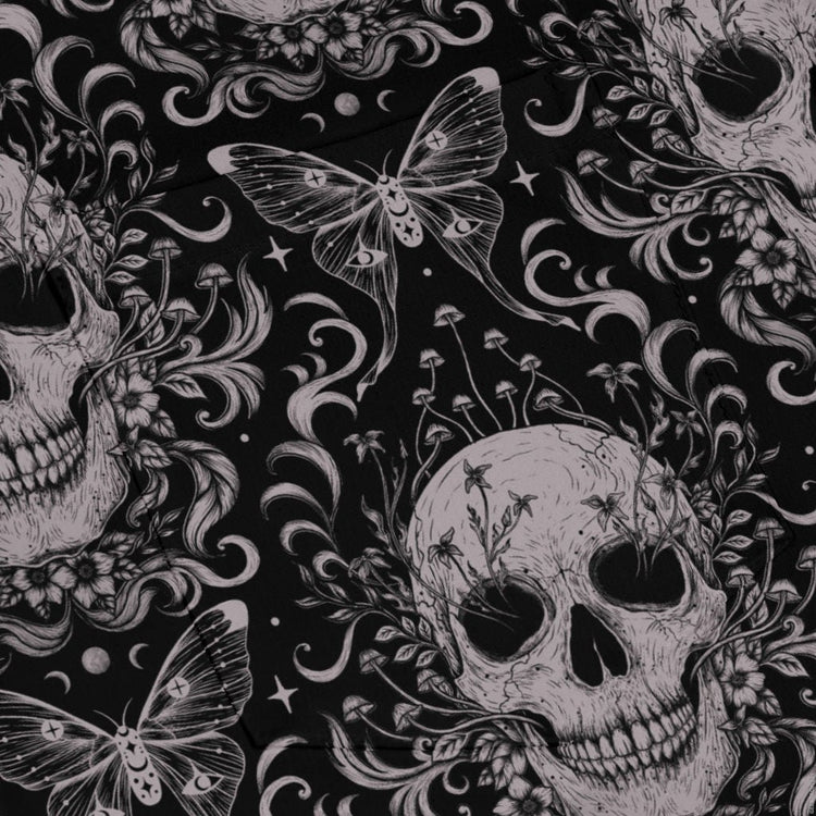 Episodic Skull Black White Long Sleeve Button Up Shirt Geek Nerd adult sizing Botany Print Design by Episodic
