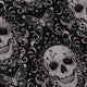 Episodic Skull Black White Long Sleeve Button Up Shirt Geek Nerd adult sizing Botany Print Design by Episodic