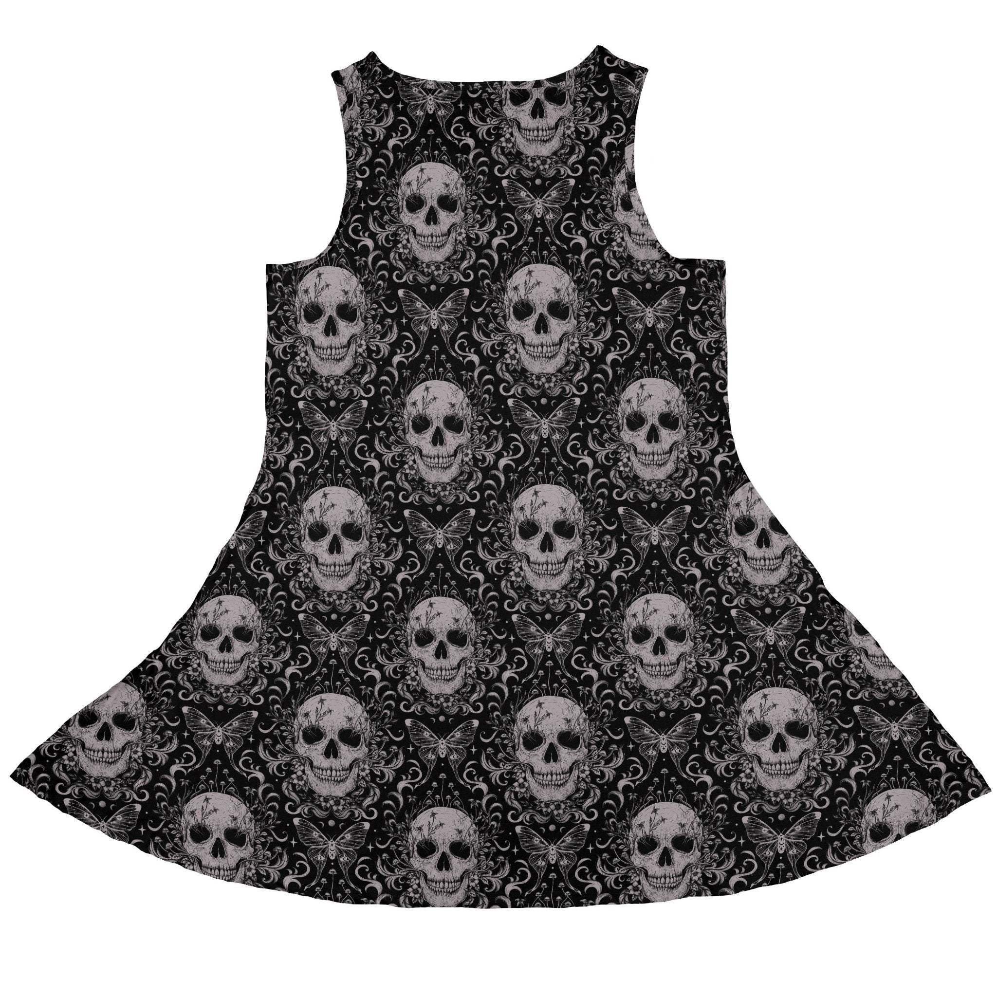 Episodic Skull Black White Dress Geek Nerd Botany Print Design by Episodic Fantasy Prints