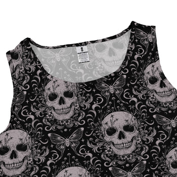 Episodic Skull Black White Dress Geek Nerd Botany Print Design by Episodic Fantasy Prints
