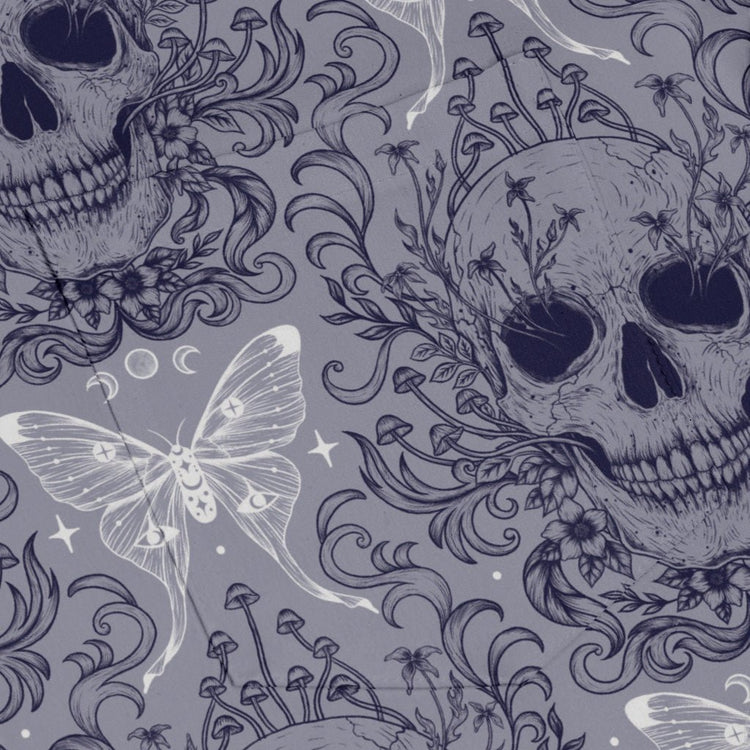 Episodic Skull Lavender Long Sleeve Button Up Shirt Geek Nerd adult sizing Botany Print Design by Episodic