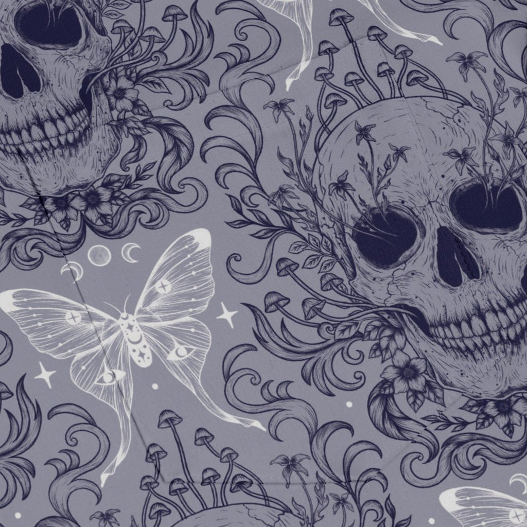 Episodic Skull Lavender Long Sleeve Button Up Shirt Geek Nerd adult sizing Botany Print Design by Episodic