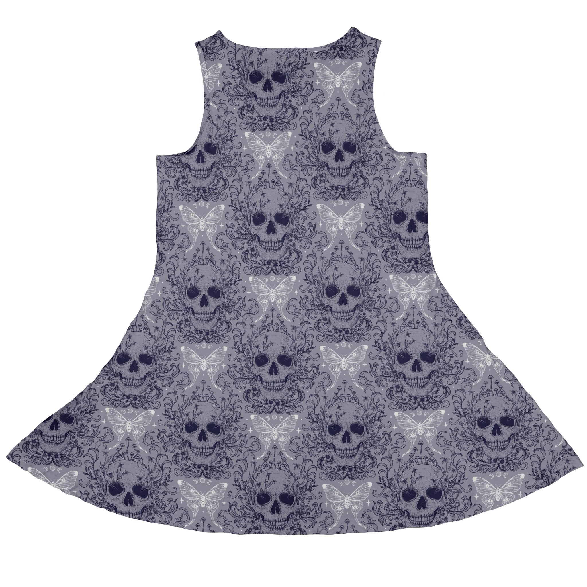 Episodic Skull Lavender Dress Geek Nerd Botany Print Design by Episodic Fantasy Prints