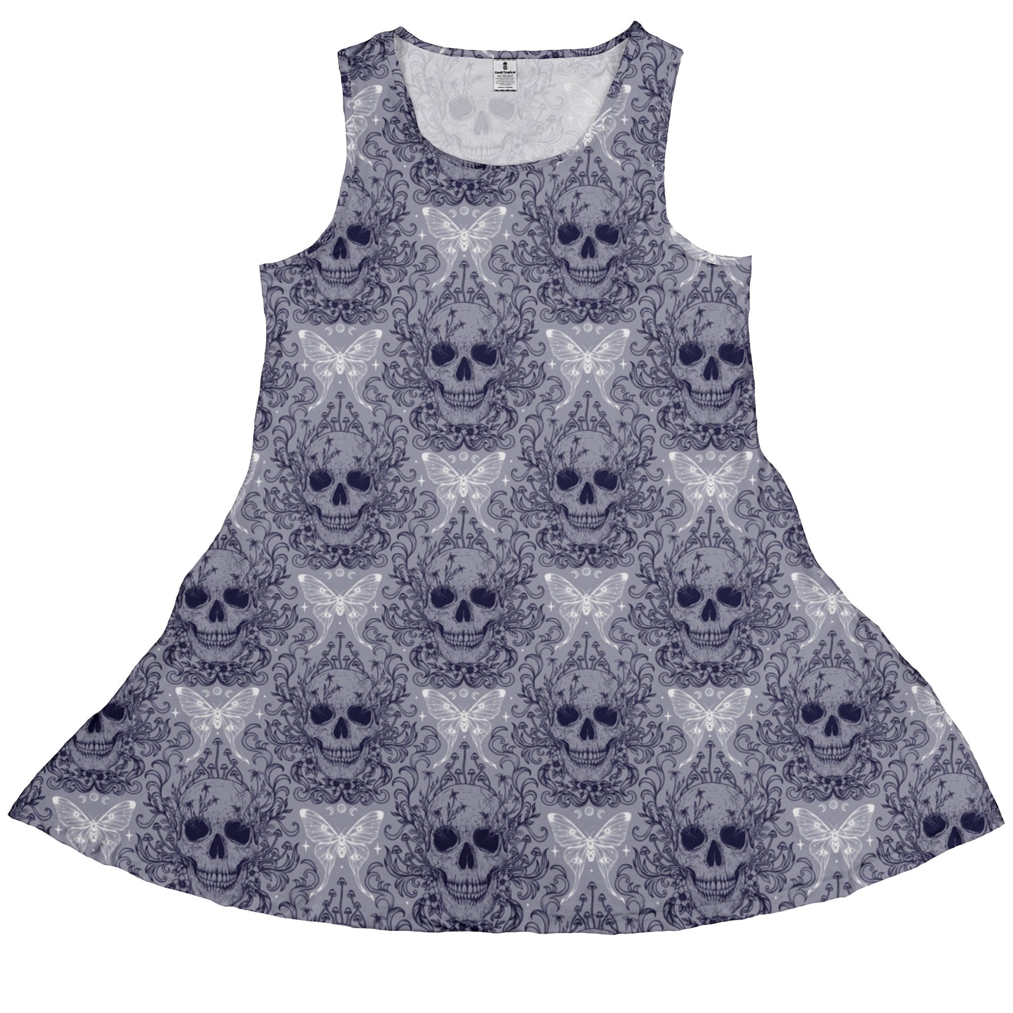 Episodic Skull Lavender Dress Geek Nerd Botany Print Design by Episodic Fantasy Prints