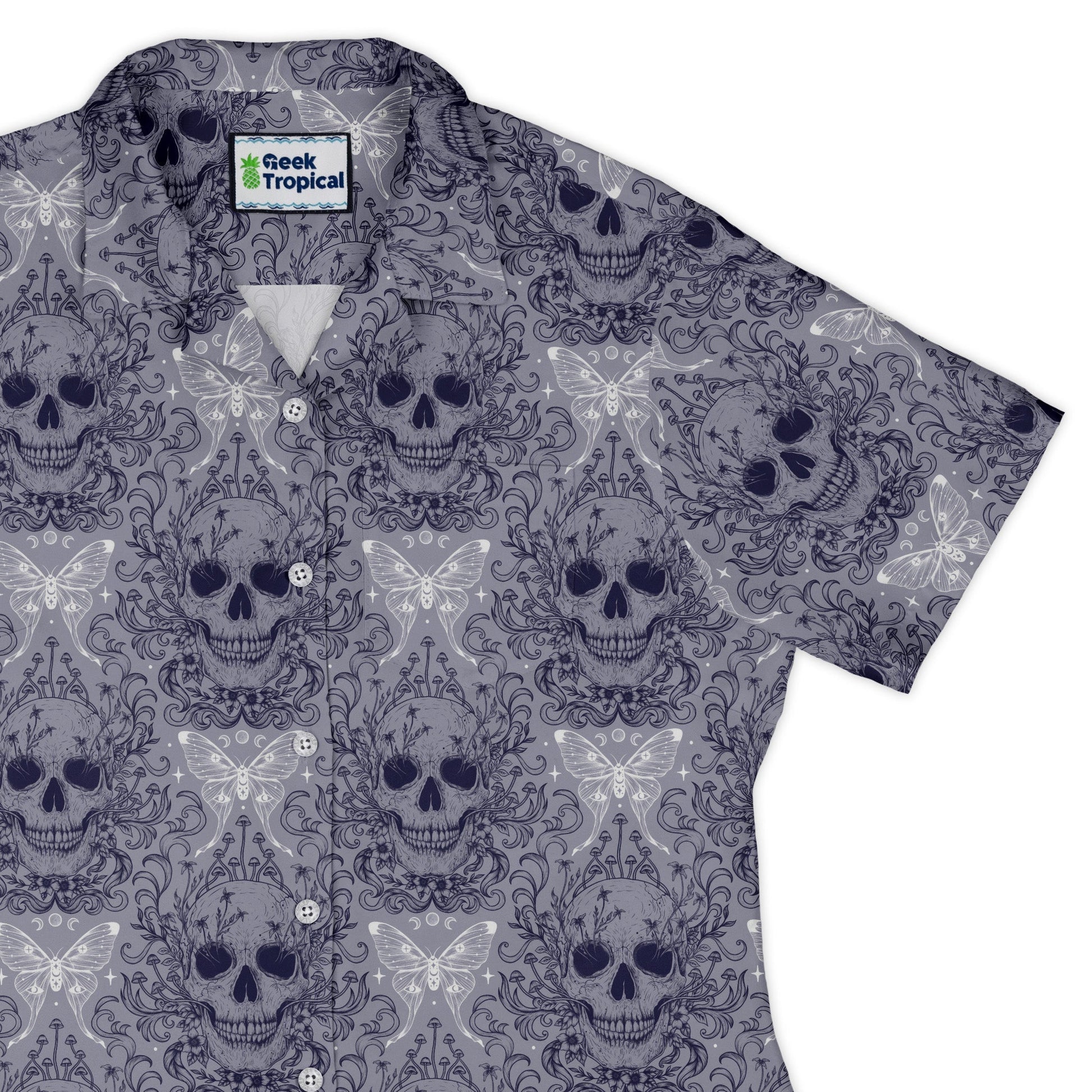 Episodic Skull Lavender Curvy Button Up Shirt