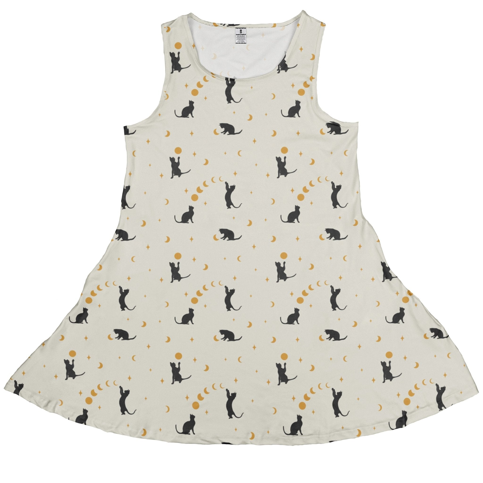Clearance Ready - to - Ship Episodic Cat Catching The Moon Dress Geek Nerd Animal Patterns Clearance Design by Episodic
