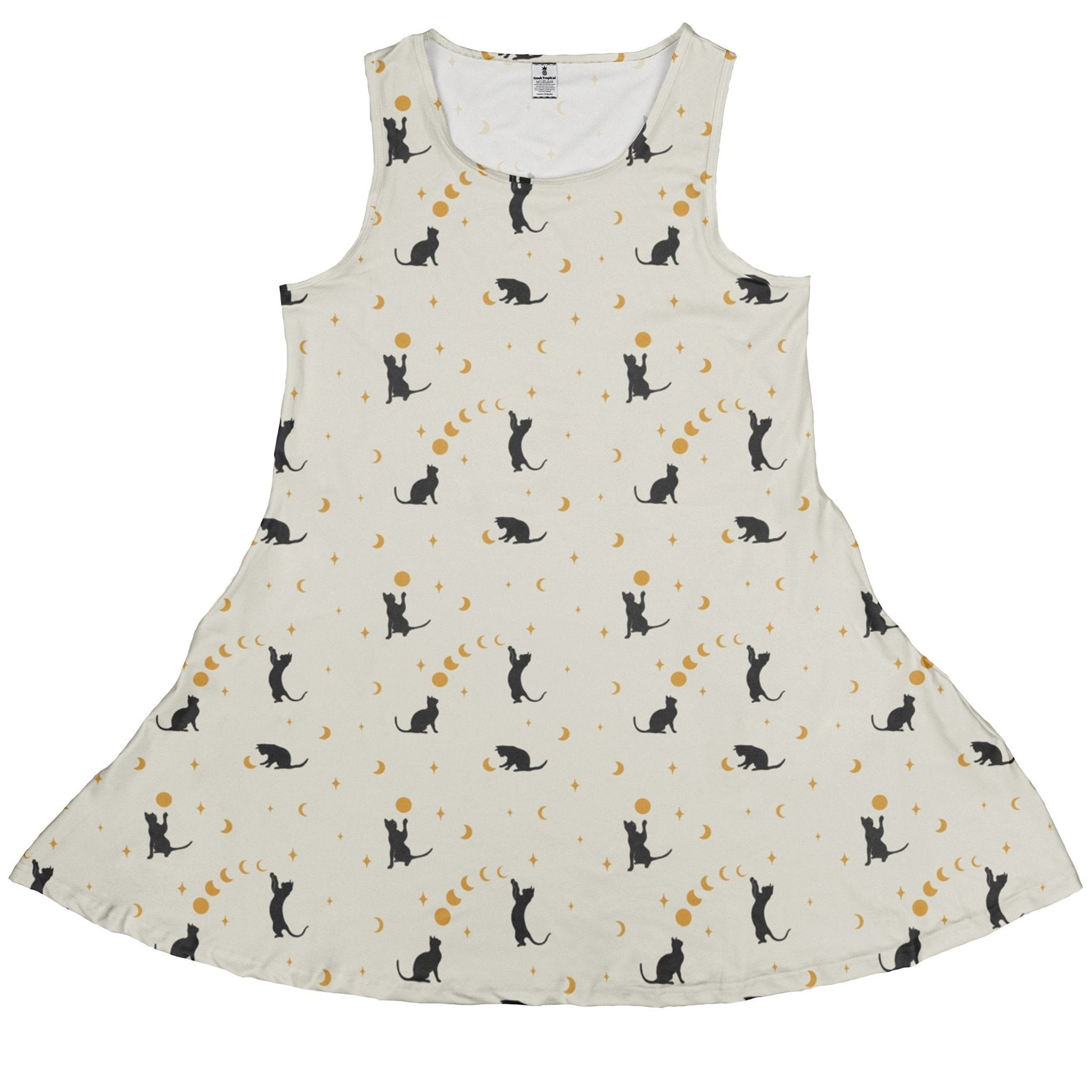 Clearance Ready - to - Ship Episodic Cat Catching The Moon Dress Geek Nerd Animal Patterns Clearance Design by Episodic